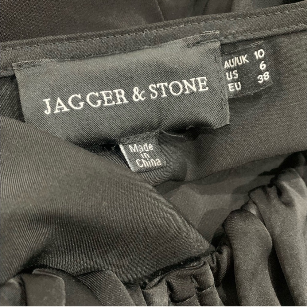 Jagger & Stone Dress Liv Mini Bustier Peasant Sleeve in Satin Black - Picture 4 of 9